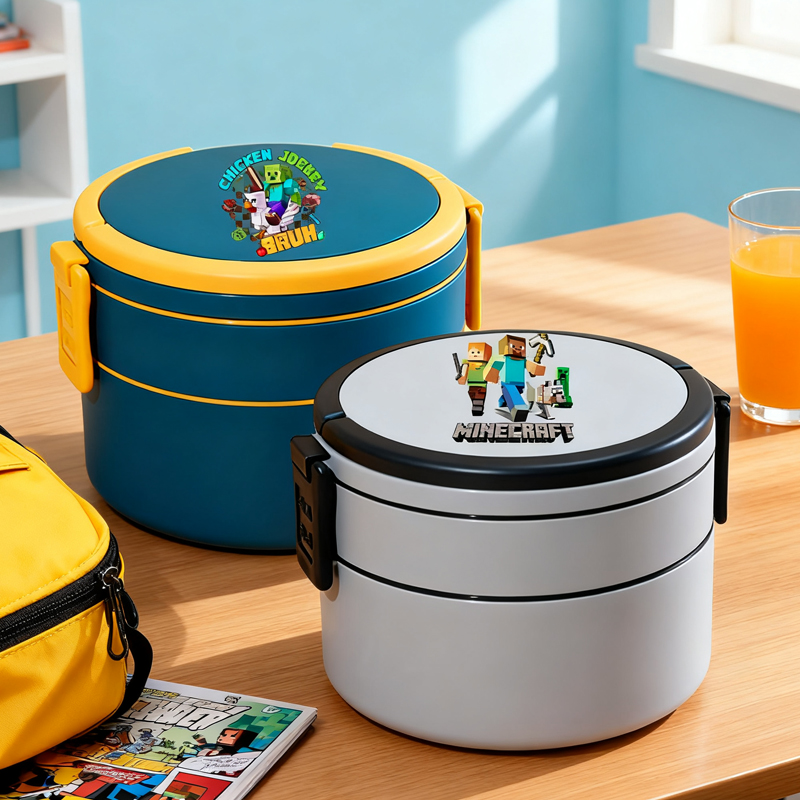 Gaming Console With Minecraft - Game Theme Double Layer Lunch Box