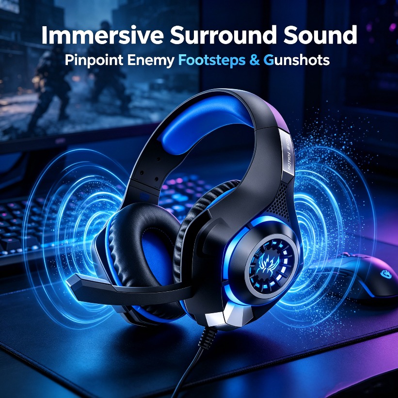 Gaming Console Headset - LED Gaming Headphones with Mic RGB
