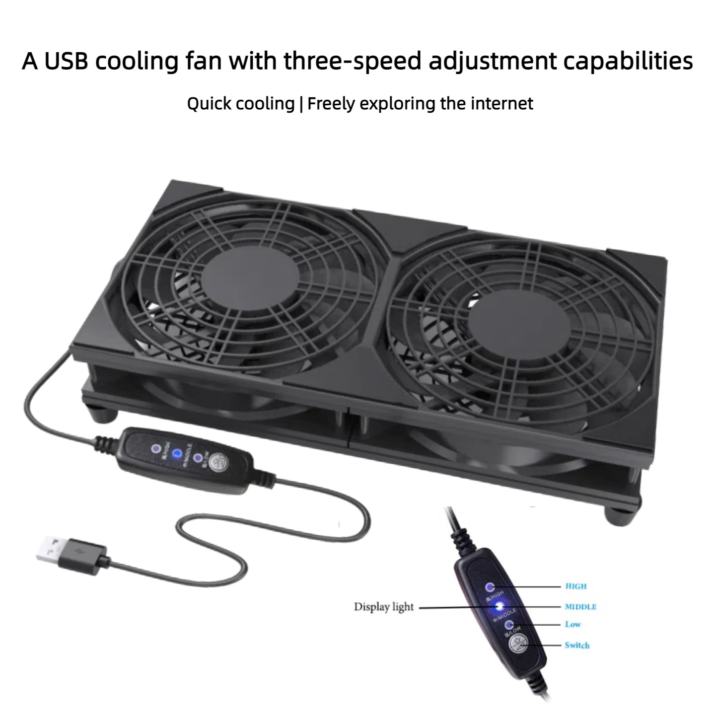 Dual USB Cooling Fan with 3-Sp - Gaming Console Pc recension och pris